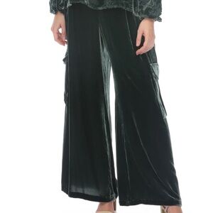 Johnny Was Jade Zatima Silk Cargo Pants - Dark Green